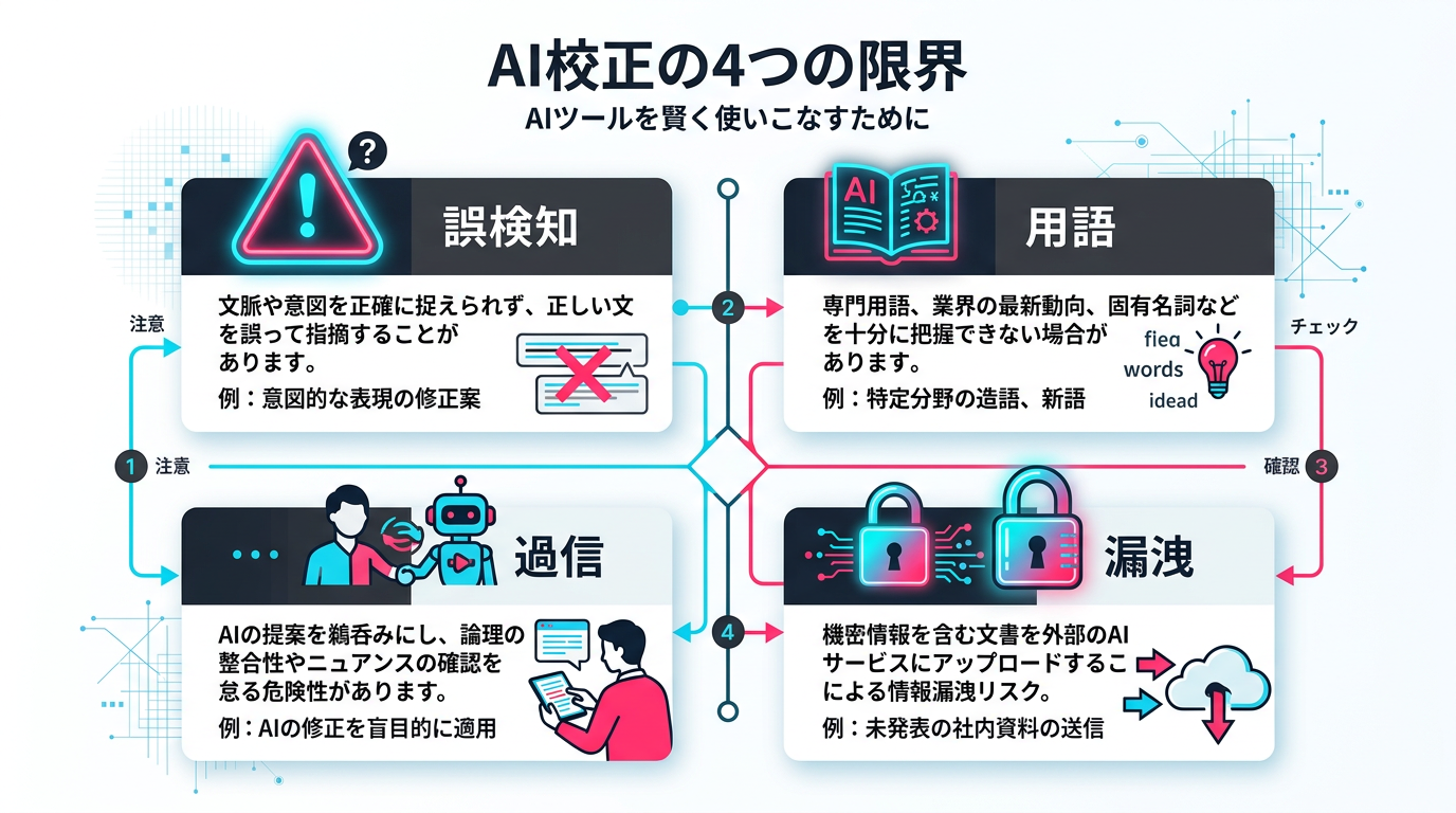 AI文章校正ツールの4つの限界と注意点