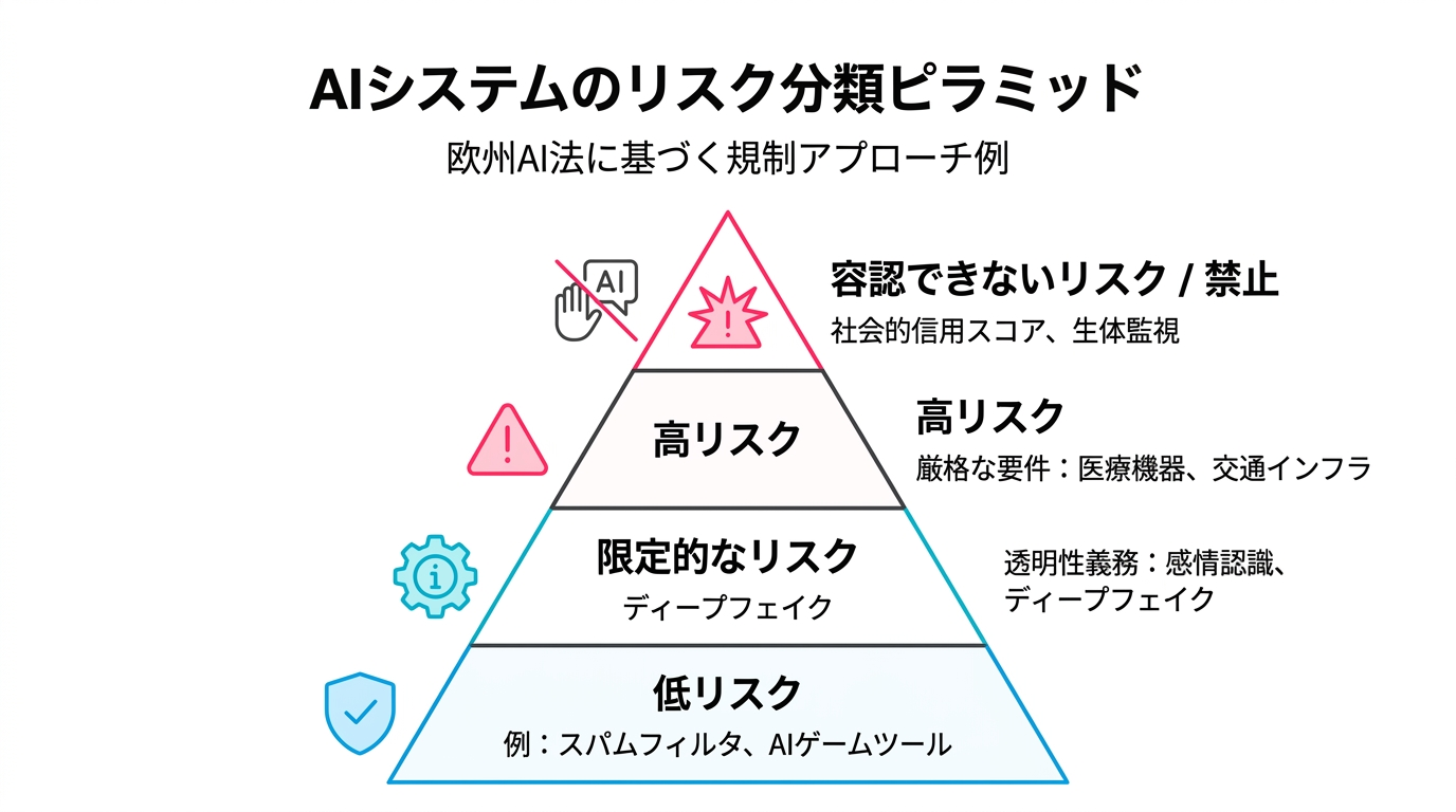 AI用途の4段階リスク分類ピラミッド